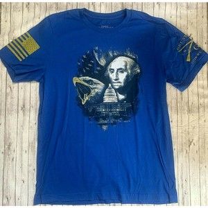 Grunt Style Mens Bald Eagle G. Washington American Flag Blue T Shirt Size L